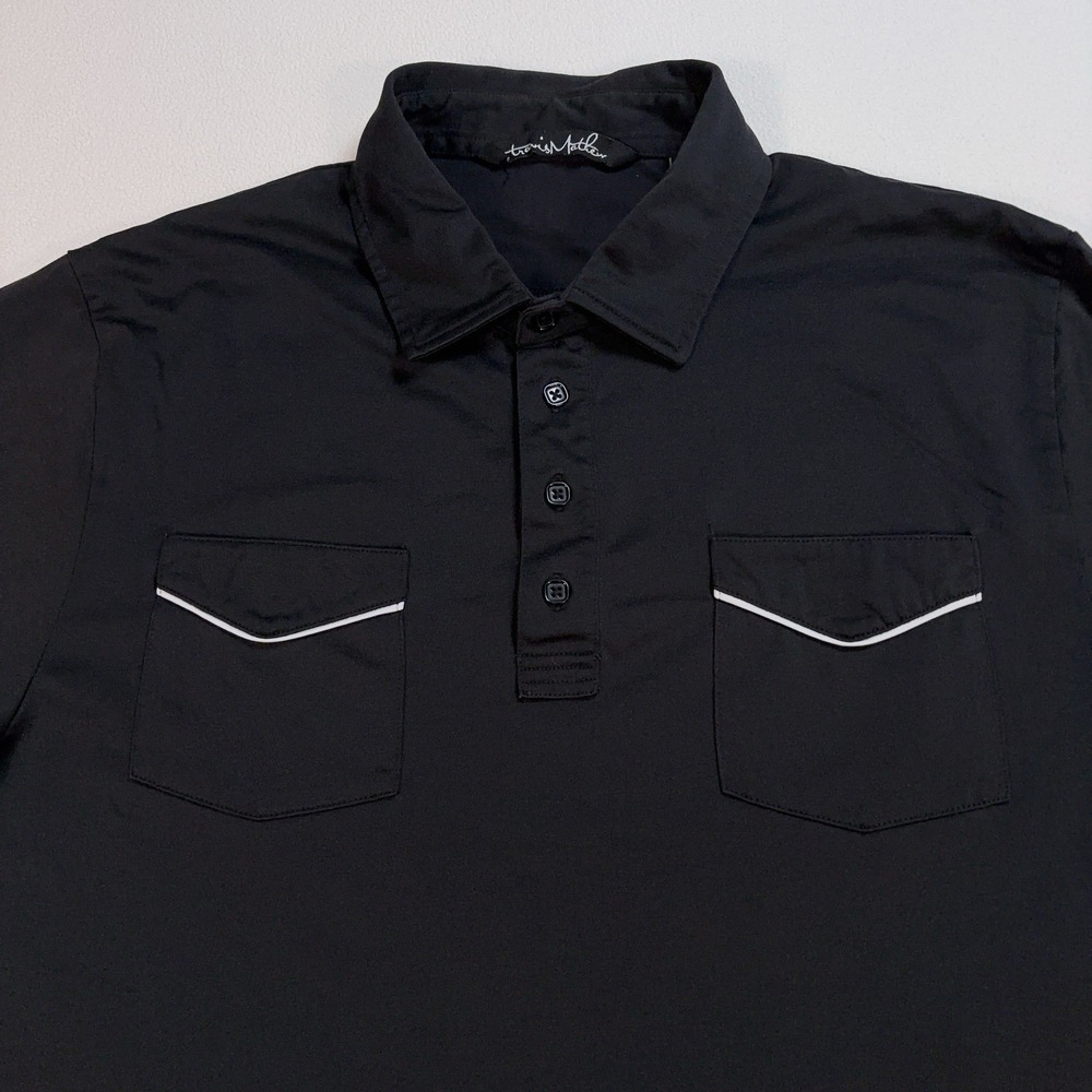 Travis‎ Mathew Double Pocket Golf Polo Men's L Black Pima Cotton Stretch *LOGO* - Picture 4 of 16